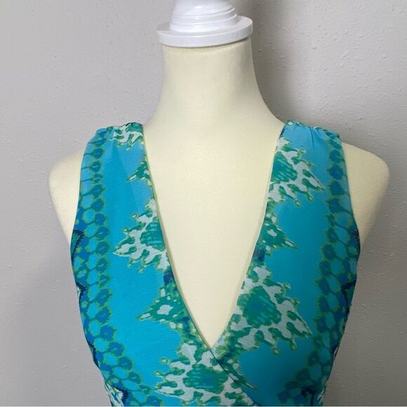 Vintage Y2K Dressbarn Asymmetrical Colorful Flowy Fairycore Midi Dress Size 10 - Picture 8 of 16